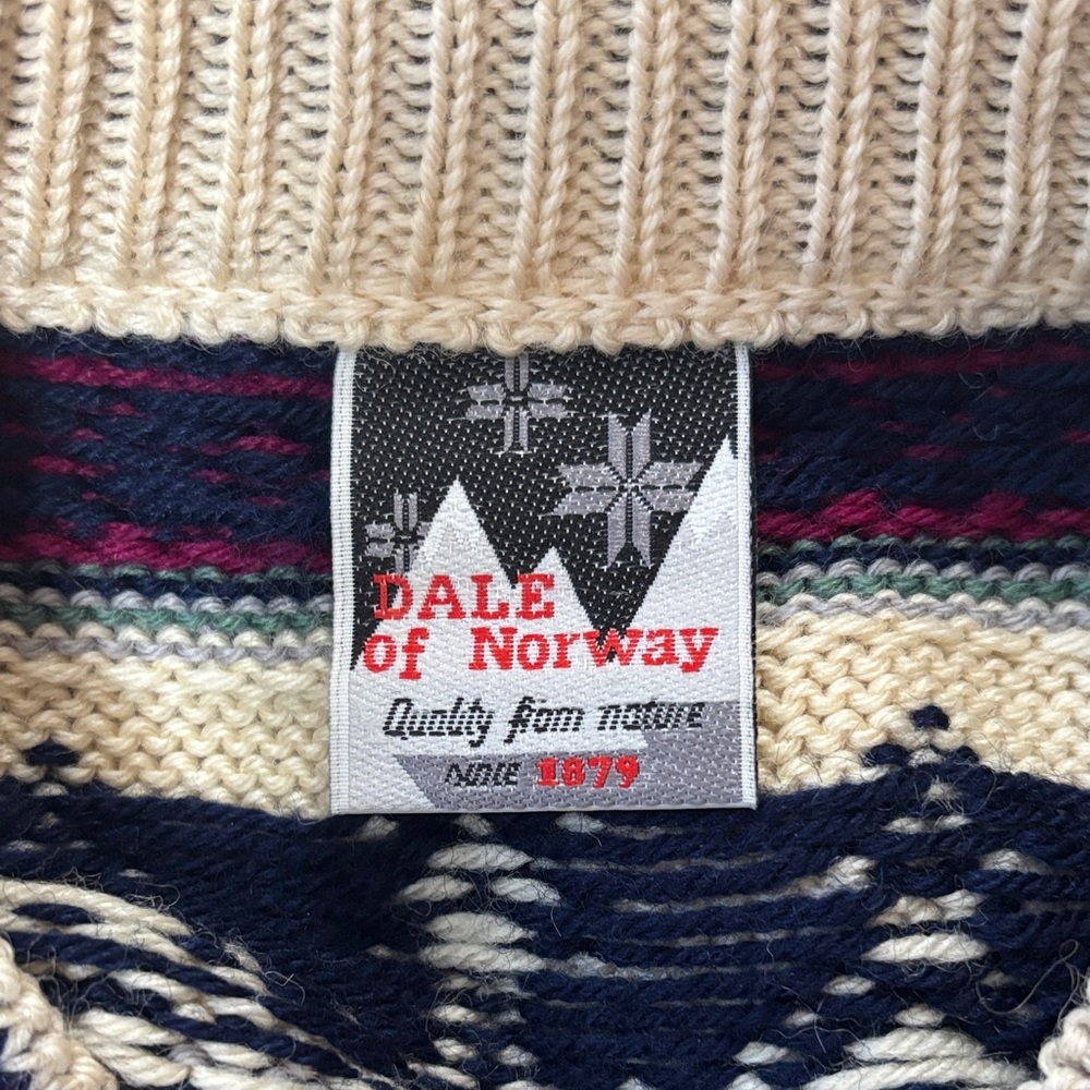 Dale of Norway Nordic Pattern Sweater Cream 100% wool made in Norway - Picture 10 of 13